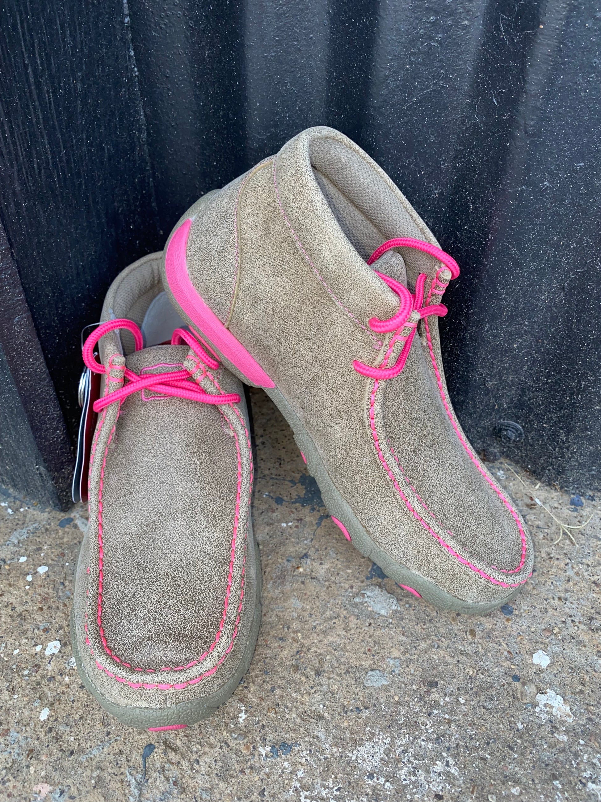 Dusty Tan & Neon Pink Chukka Driving Moc