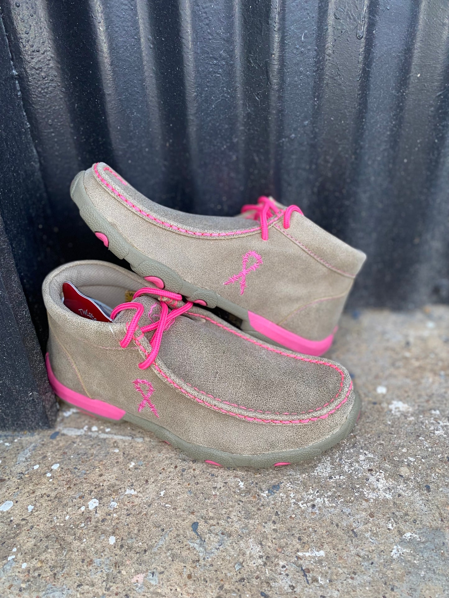 Dusty Tan & Neon Pink Chukka Driving Moc