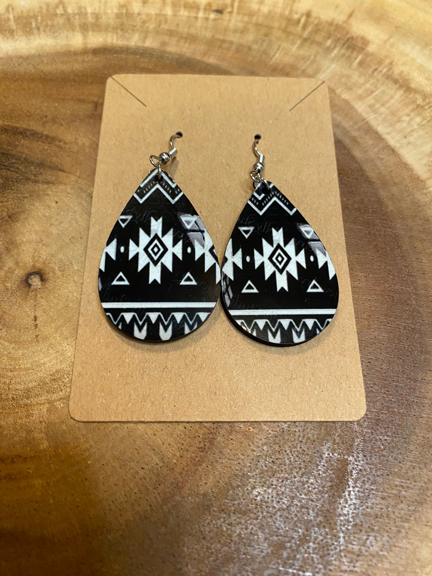 Black and Cream Aztec Earring